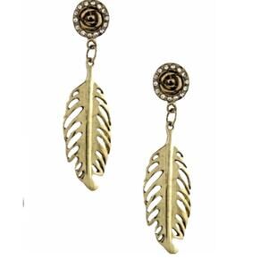 2 FOR $5 SALE New Antique Rose Feather Drop Earrings 2 Inches